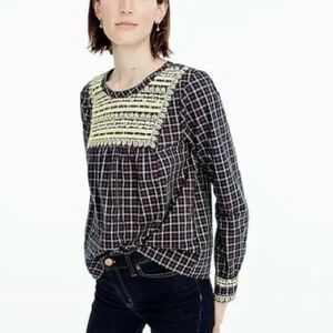 J.Crew Festive Peasant Plaid top